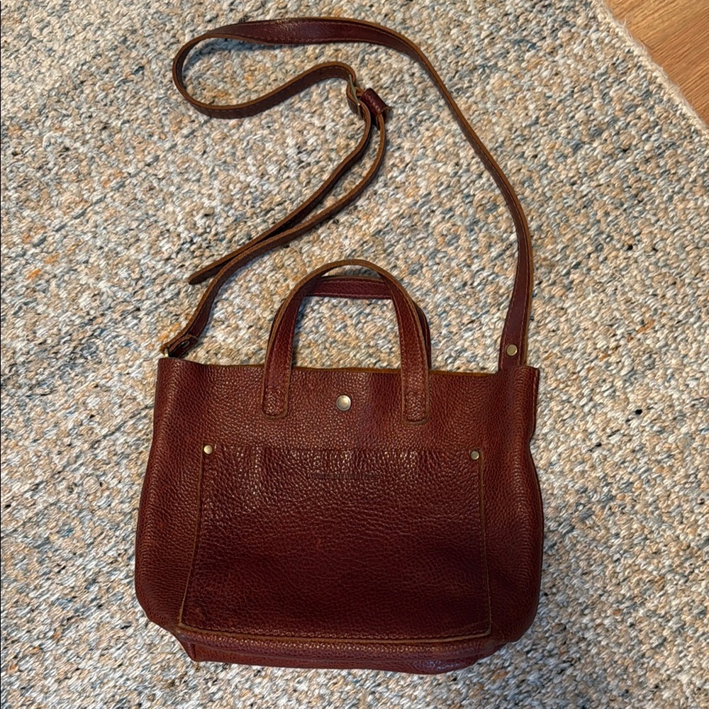 Portland Leather Mini Crossbody Tote in Rich Brown